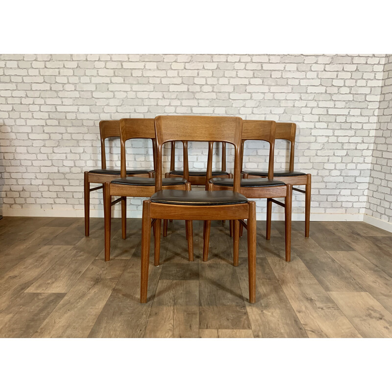 Set van 6 vintage Deense stoelen van Henning Kjaernulf voor Ks Mobelfabrick, 1960