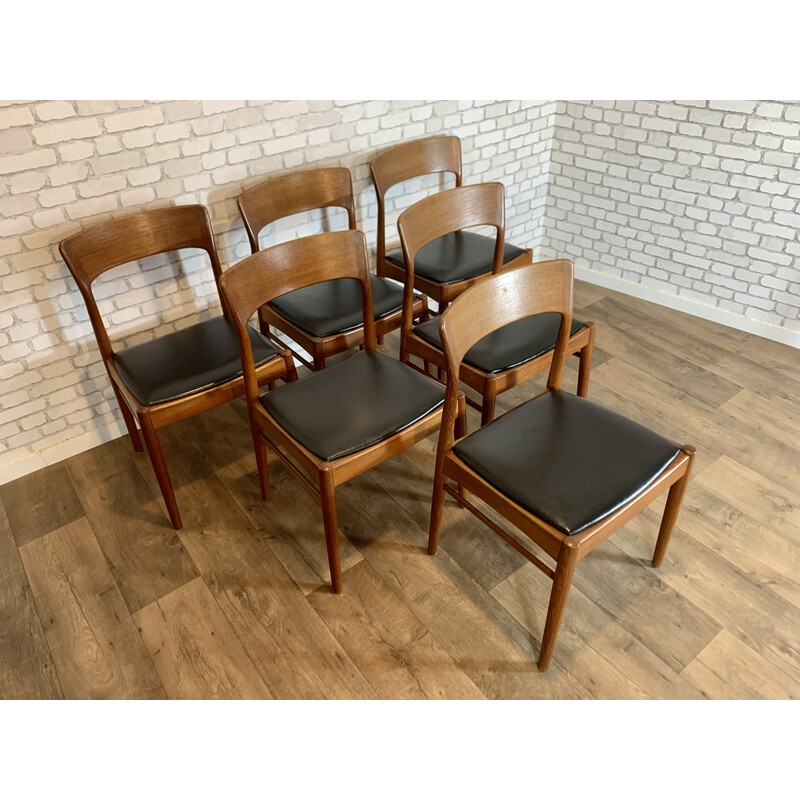 Set of 6 vintage Danish chairs by Henning Kjaernulf for Ks Mobelfabrick, 1960