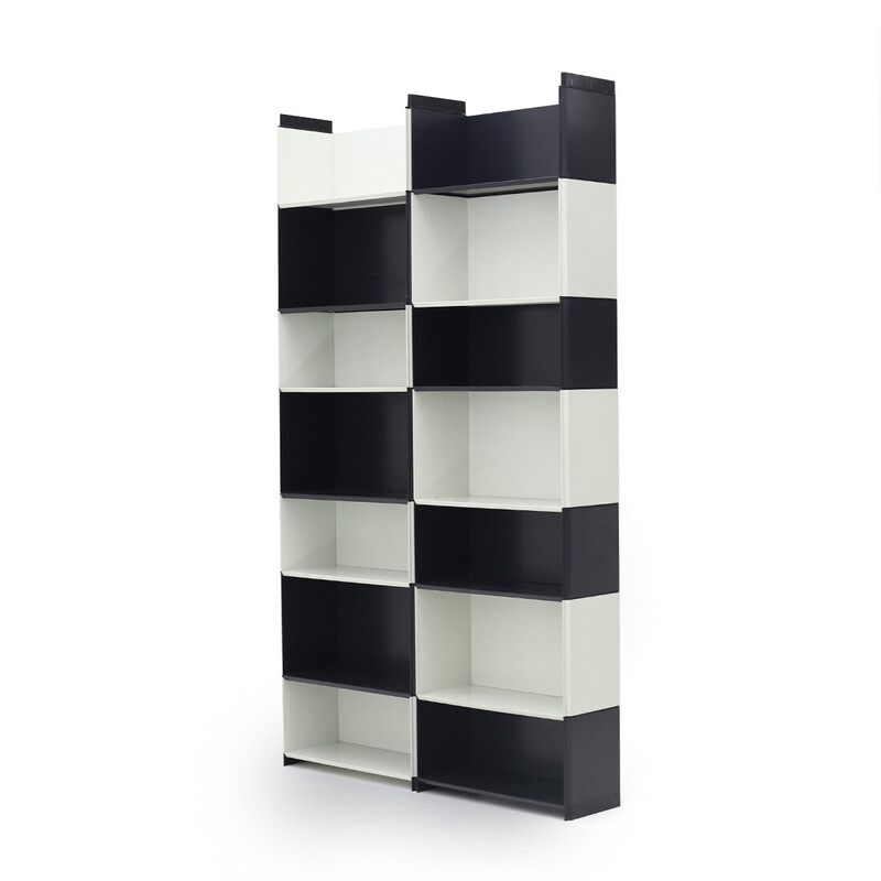 Vintage bookcase "Genia" in lacquered metal by Richard Sapper for B and B, Italy 1970