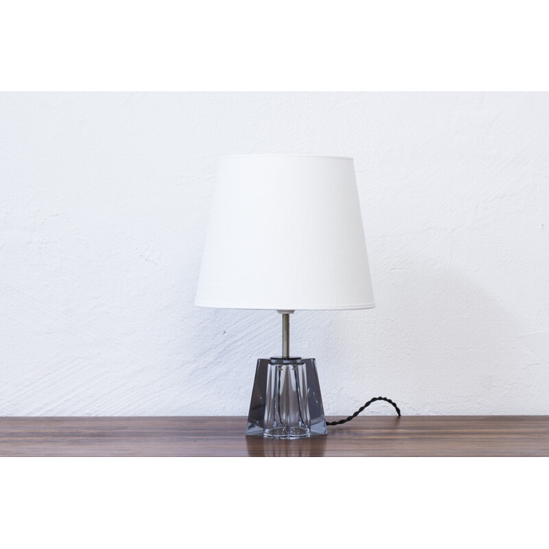 Glass pedestal table lamp by Carl Fagerlund for Orrefors - 1960s