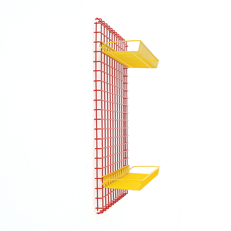 Vintage equipped metal wall grid, Italy 1970s