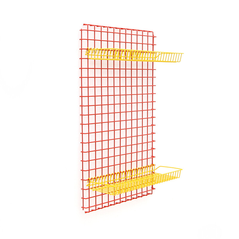 Vintage equipped metal wall grid, Italy 1970s