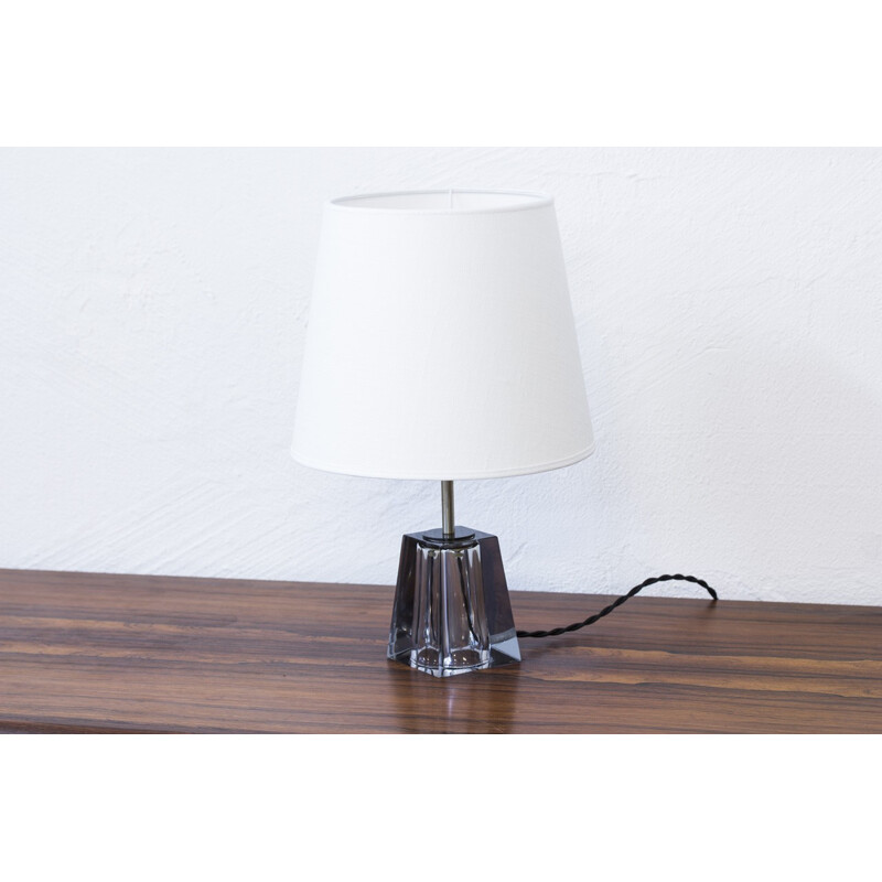 Glass pedestal table lamp by Carl Fagerlund for Orrefors - 1960s
