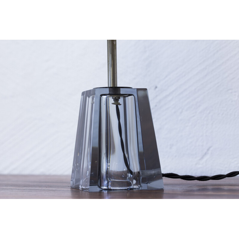 Lampe de table piédestale en verre de Carl Fagerlund pour Orrefors - 1960