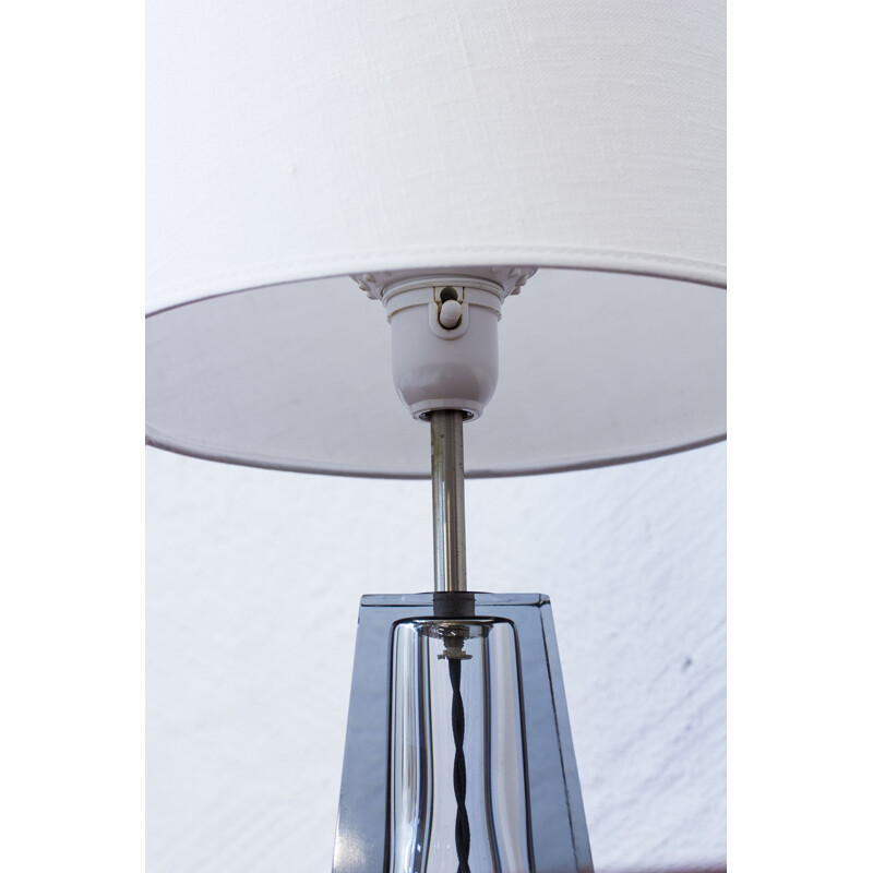 Glass pedestal table lamp by Carl Fagerlund for Orrefors - 1960s