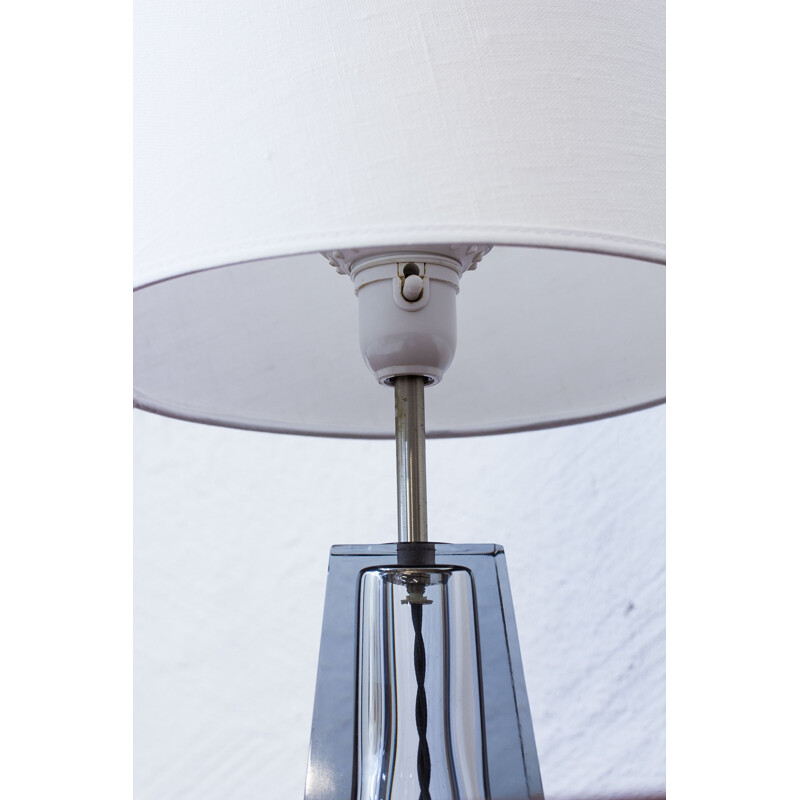 Lampe de table piédestale en verre de Carl Fagerlund pour Orrefors - 1960