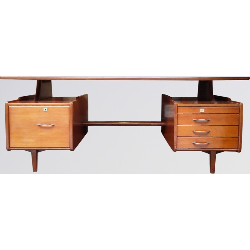 Mahogany desk, Jacques HAUVILLE - 1950s