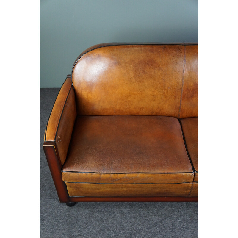 Vintage Art Deco sheep leather sofa