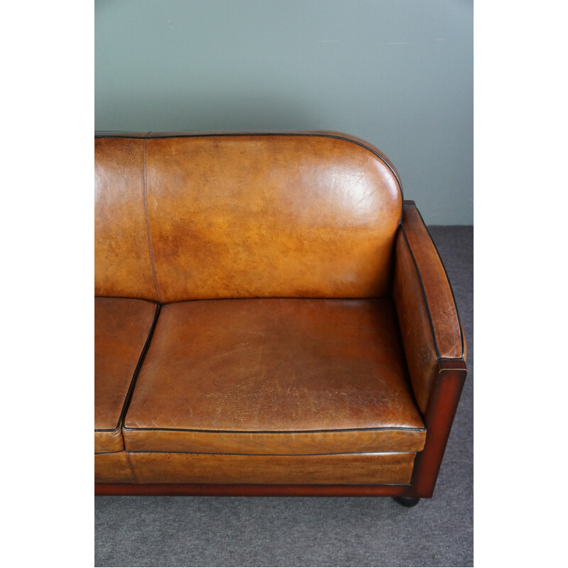 Vintage Art Deco sheep leather sofa