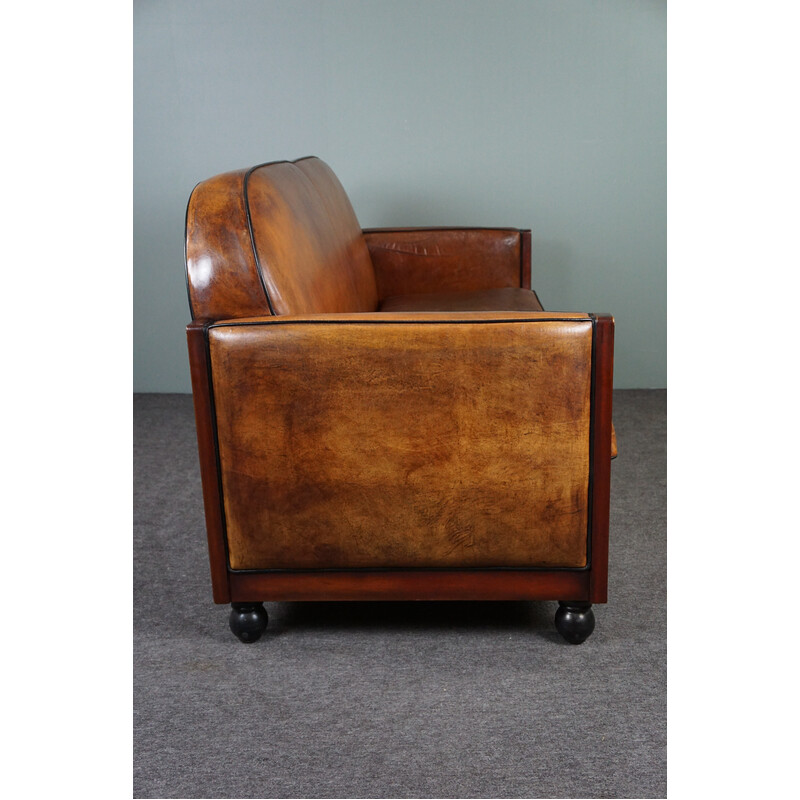 Vintage Art Deco sheep leather sofa