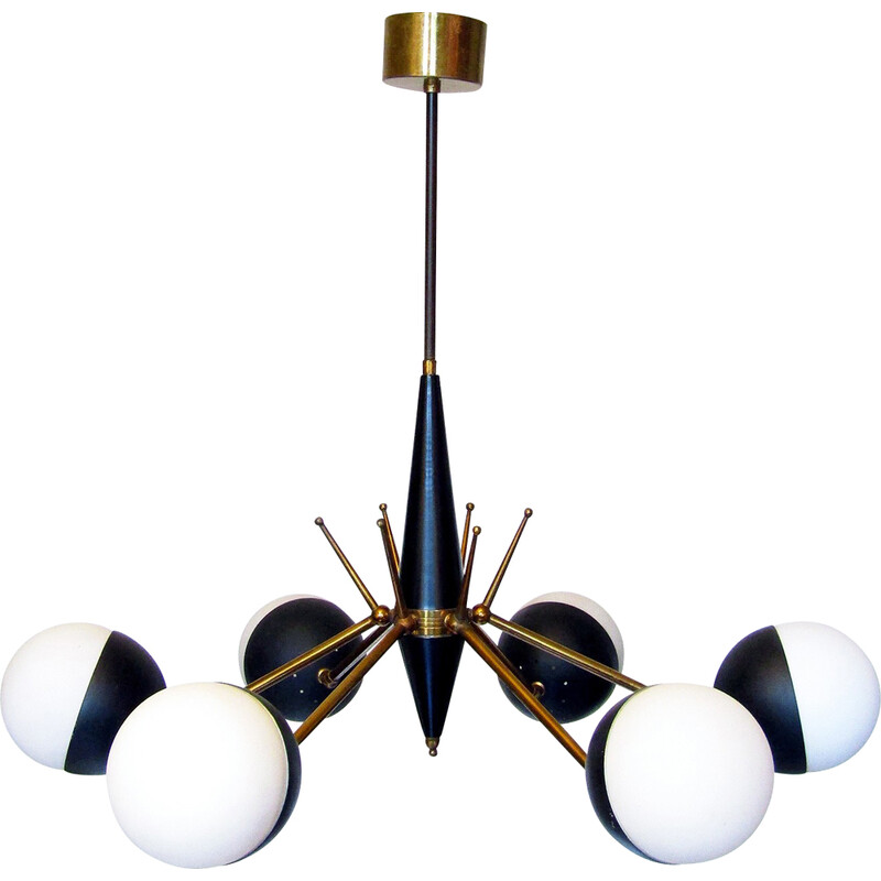 Vintage Italian articulated globe chandelier, 1950s