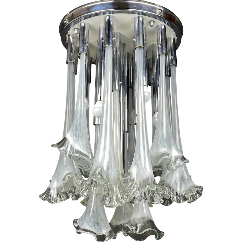 Lámpara vintage de cristal de Murano de Venini, Italia Años 60