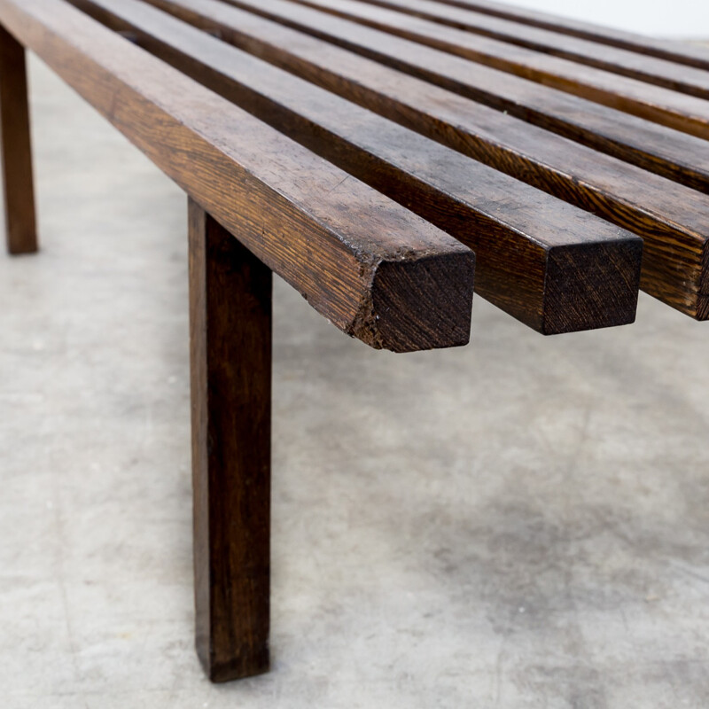 Wengé slatted bench, museum bench - 1960s