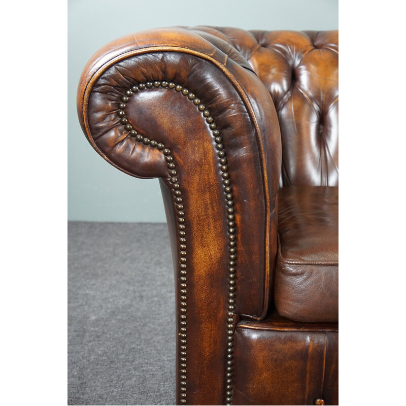 Vintage cow leather Chesterfield sofa