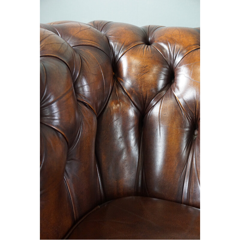 Vintage cow leather Chesterfield sofa