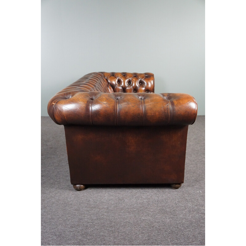 Vintage cow leather Chesterfield sofa