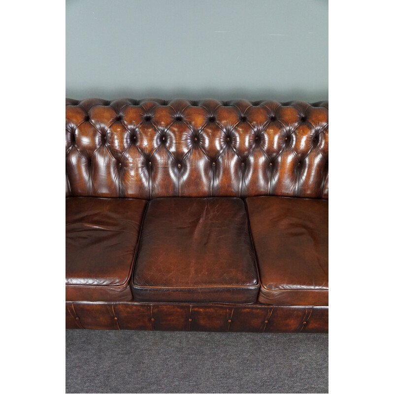 Vintage cow leather Chesterfield sofa