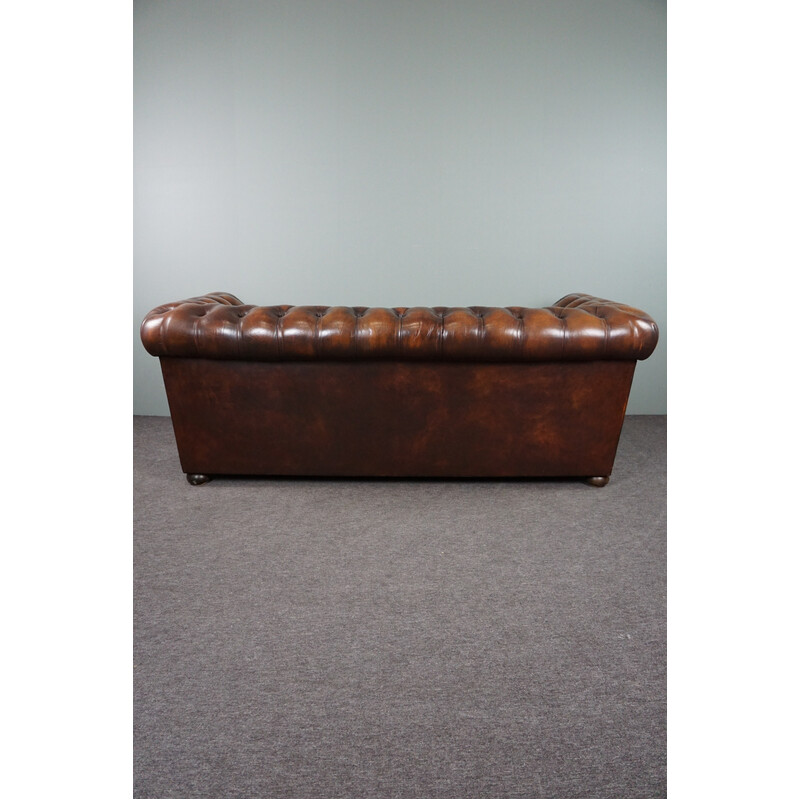 Divano Chesterfield in pelle di mucca vintage