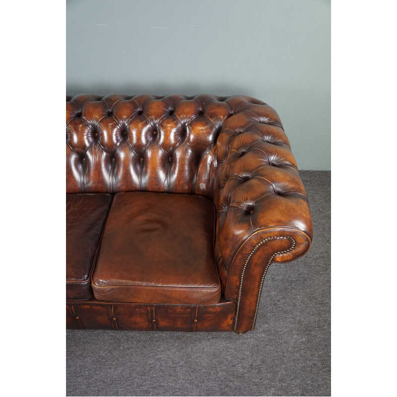 Vintage cow leather Chesterfield sofa