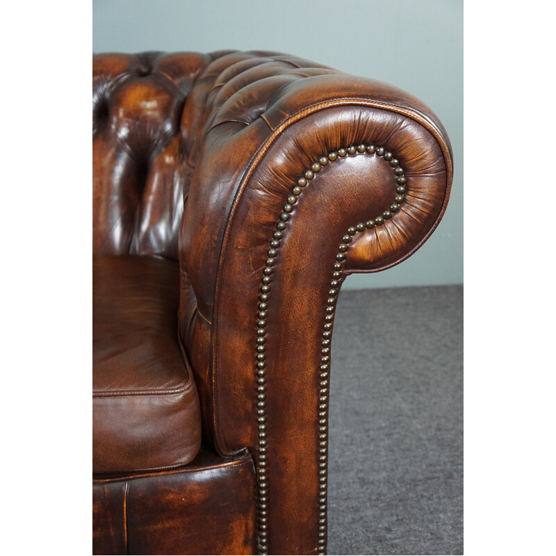 Vintage cow leather Chesterfield sofa