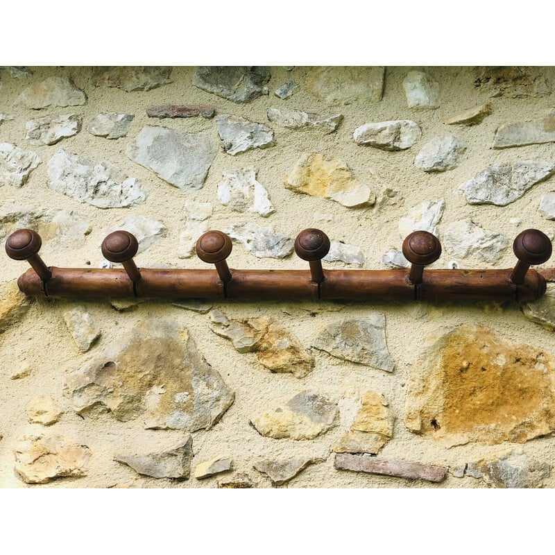 Vintage wall coat rack with 6 pegs, 1950-1960
