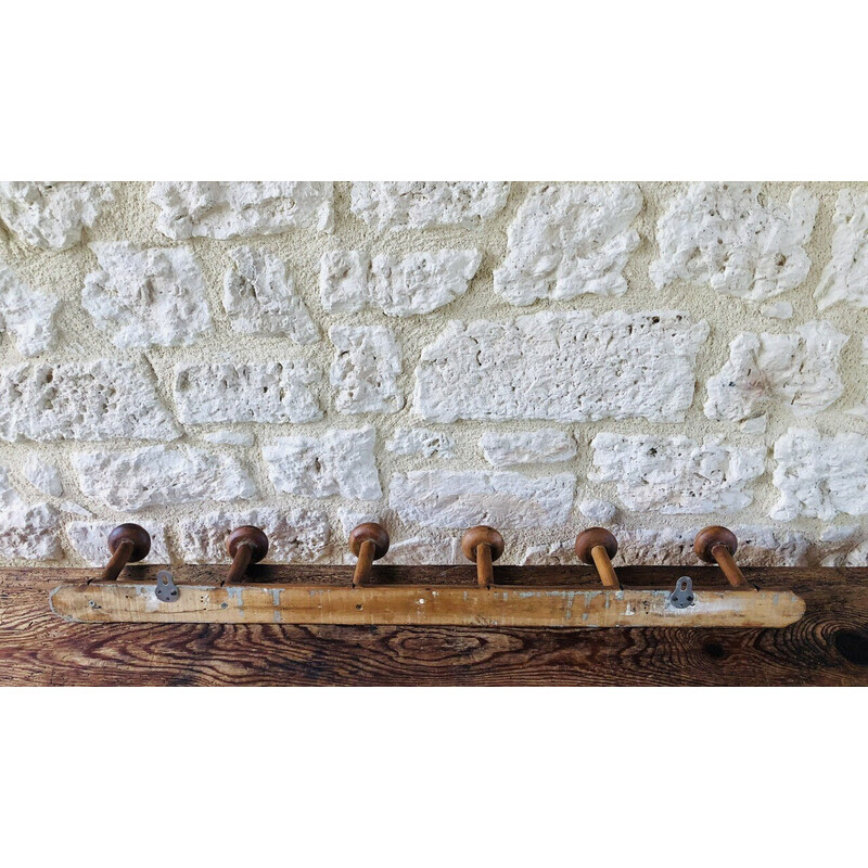 Bengaleiro de parede vintage com 6 ganchos, 1950-1960