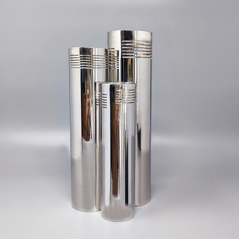 Vintage Space Age silver plated vase by Sassetti, Italy 1970s