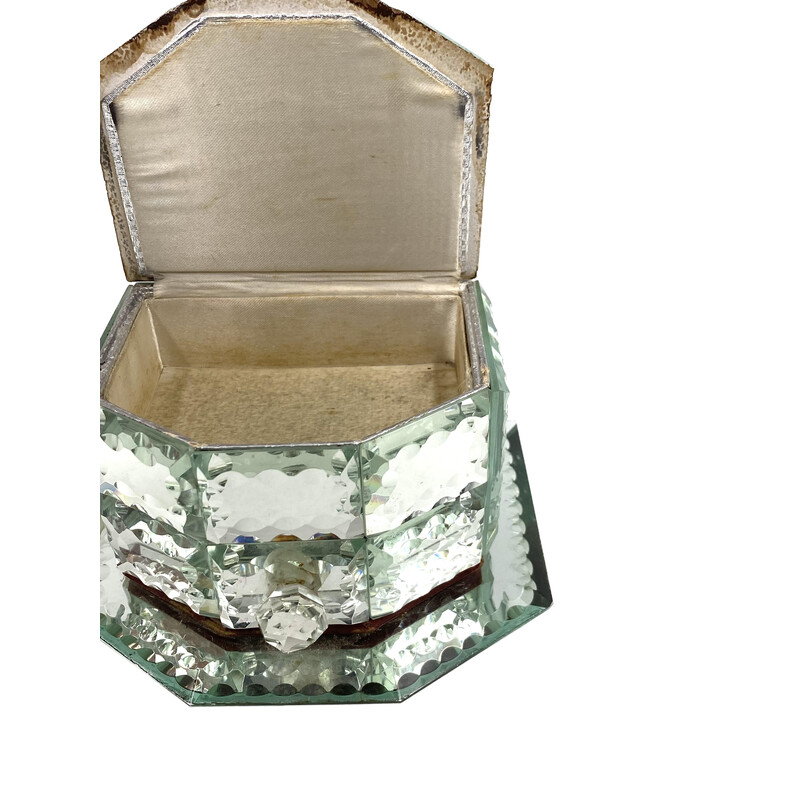 Set of 3 mid-century mirrored jewelry boxes, France 1940s
