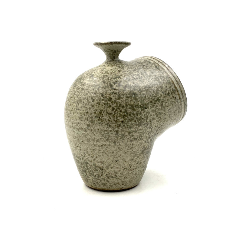 Vase aus organischer grüner Keramik, Frankreich 1960er Jahre