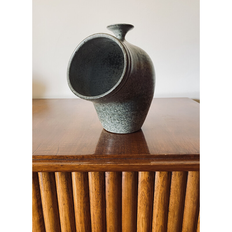 Vase aus organischer grüner Keramik, Frankreich 1960er Jahre