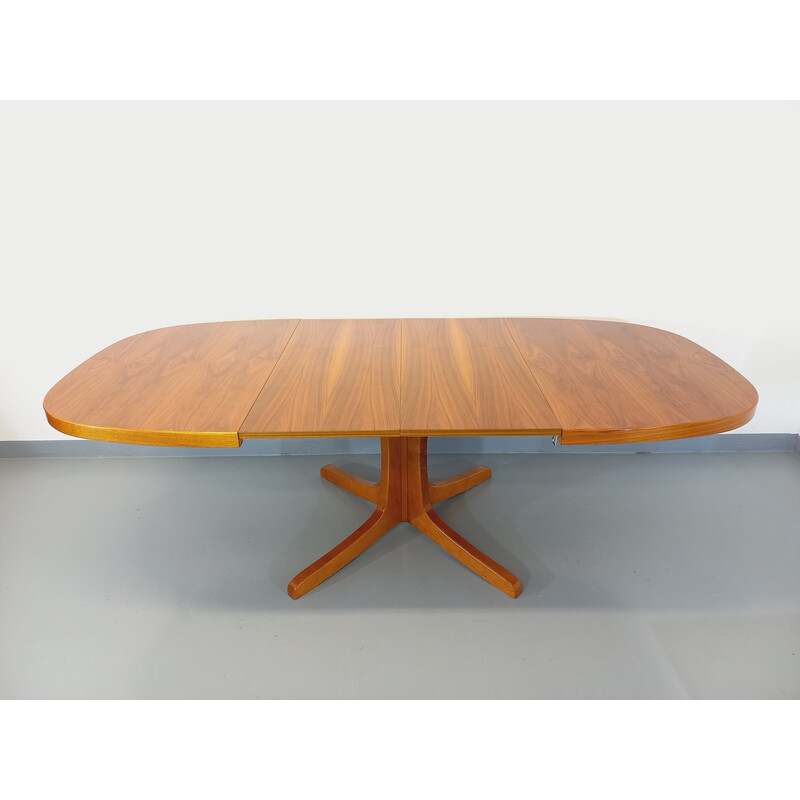 Baumann vintage oval walnut table with extensions, 1960-1970