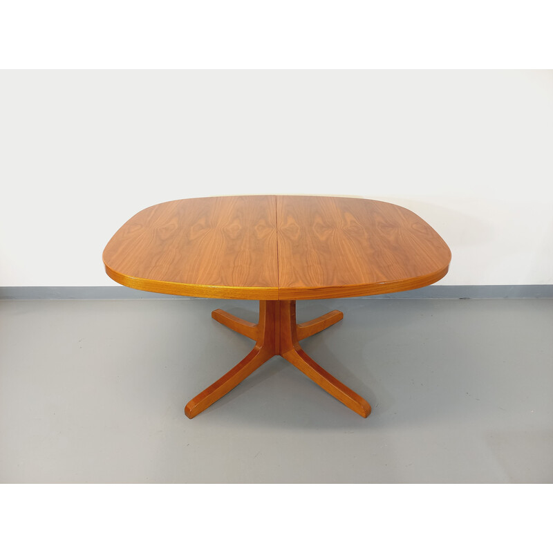 Baumann vintage walnoten ovale tafel met verlengstukken, 1960-1970