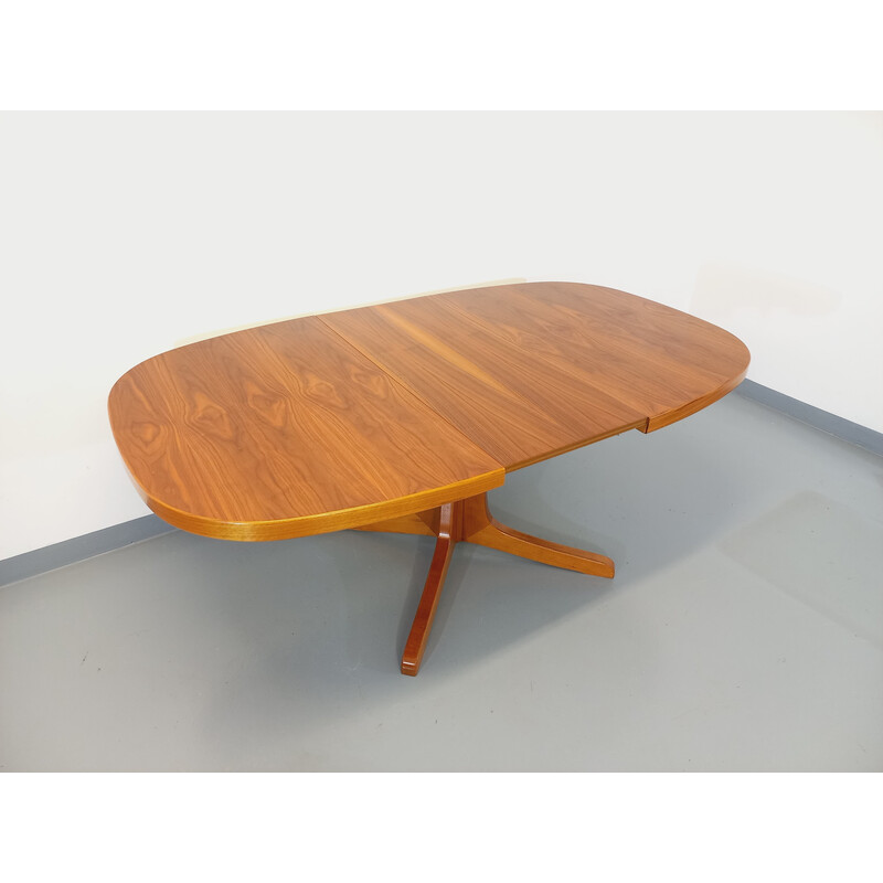 Baumann vintage oval walnut table with extensions, 1960-1970