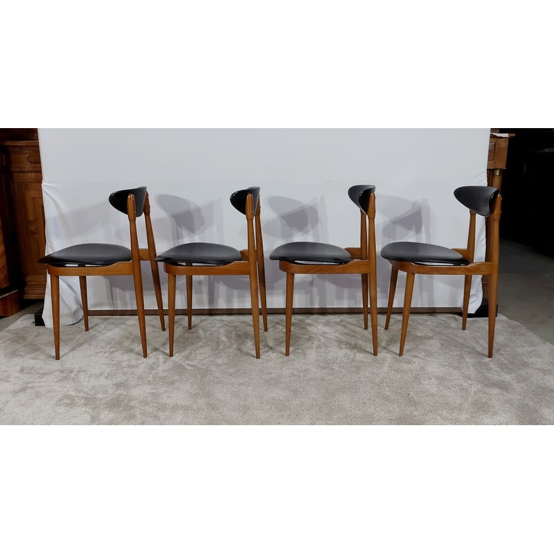 Suite de 4 chaises vintage modèle « Licorne » par Pierre Guariche pour Baumann, 1960