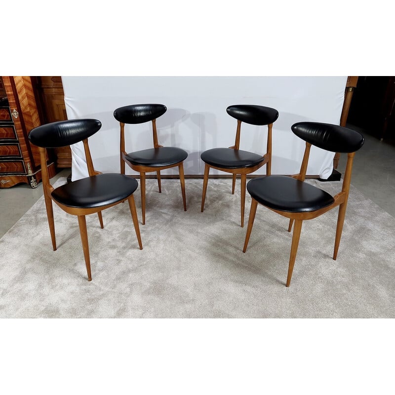 Suite de 4 chaises vintage modèle « Licorne » par Pierre Guariche pour Baumann, 1960