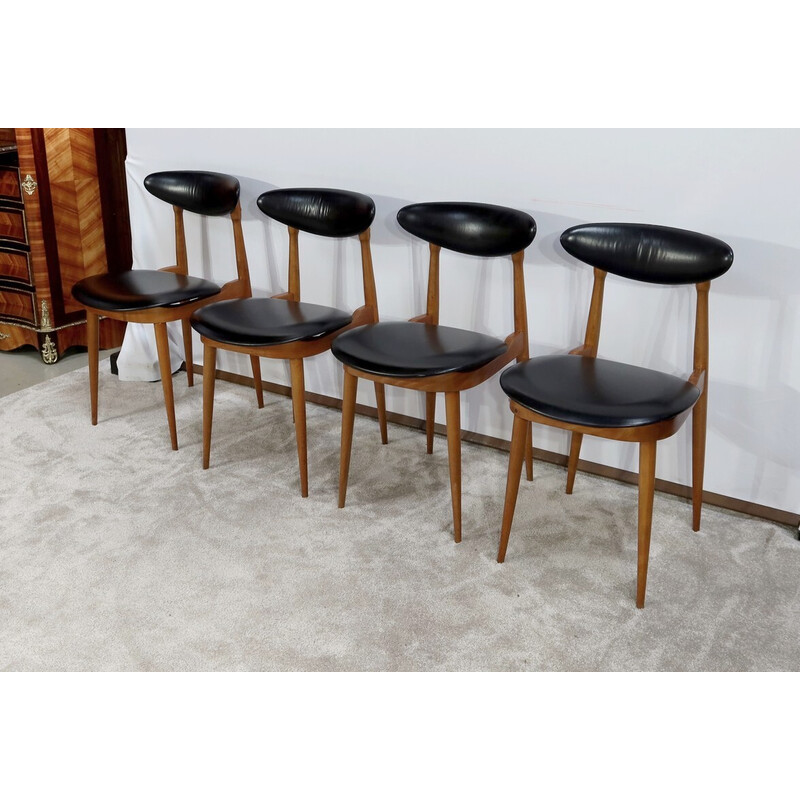 Set of 4 vintage chairs model " Unicorn " by Pierre Guariche for Baumann, 1960