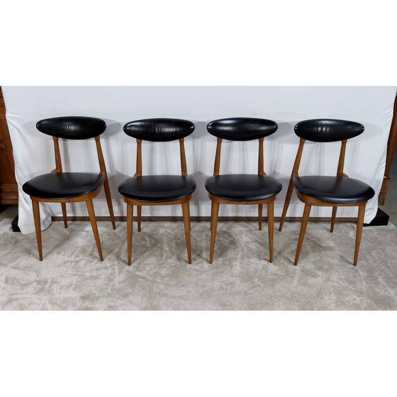 Set of 4 vintage chairs model " Unicorn " by Pierre Guariche for Baumann, 1960