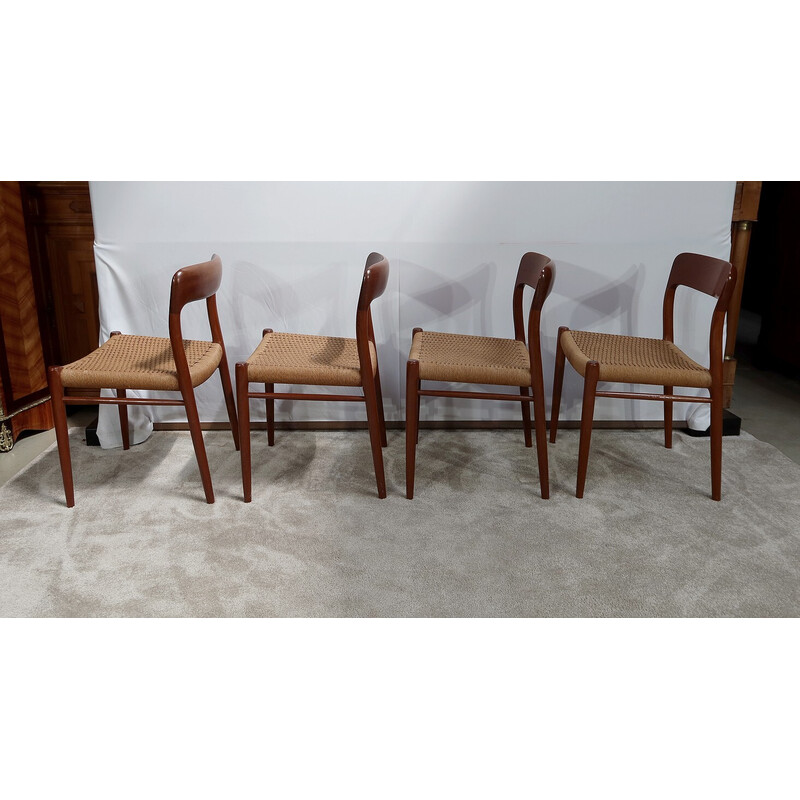 Set of 4 vintage chairs model " 75 " by Niels Otto Moller, Denmark 1960