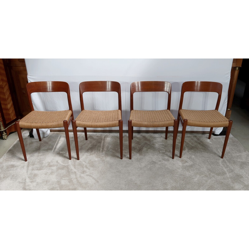 Conjunto de 4 cadeiras vintage modelo "75" de Niels Otto Moller, Dinamarca 1960