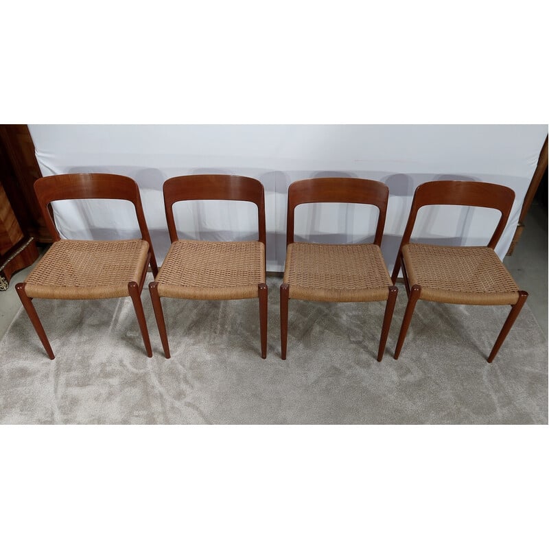 Set of 4 vintage chairs model " 75 " by Niels Otto Moller, Denmark 1960