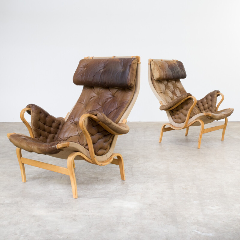 1 set of 2 Pernilla easy chairs by Bruno Mathsson for Dux - 1970s 