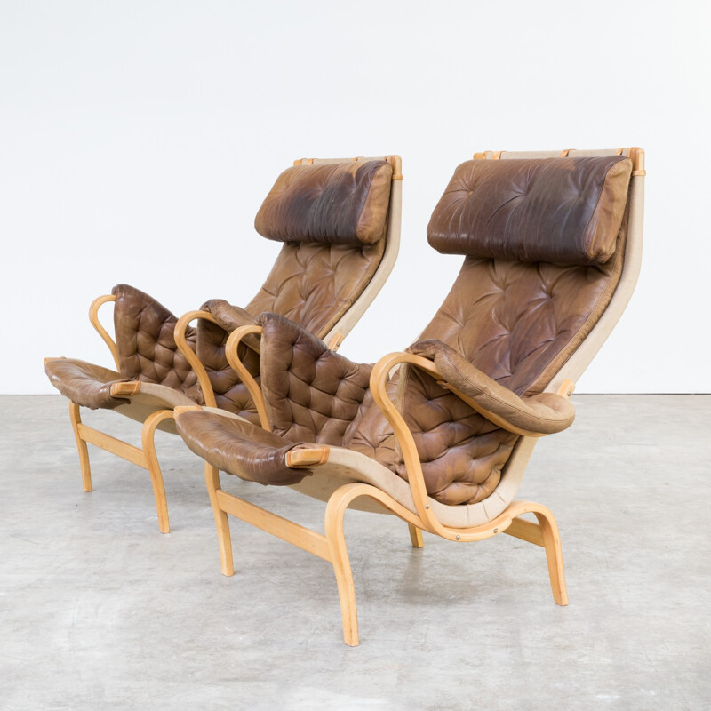 1 set of 2 Pernilla easy chairs by Bruno Mathsson for Dux - 1970s 