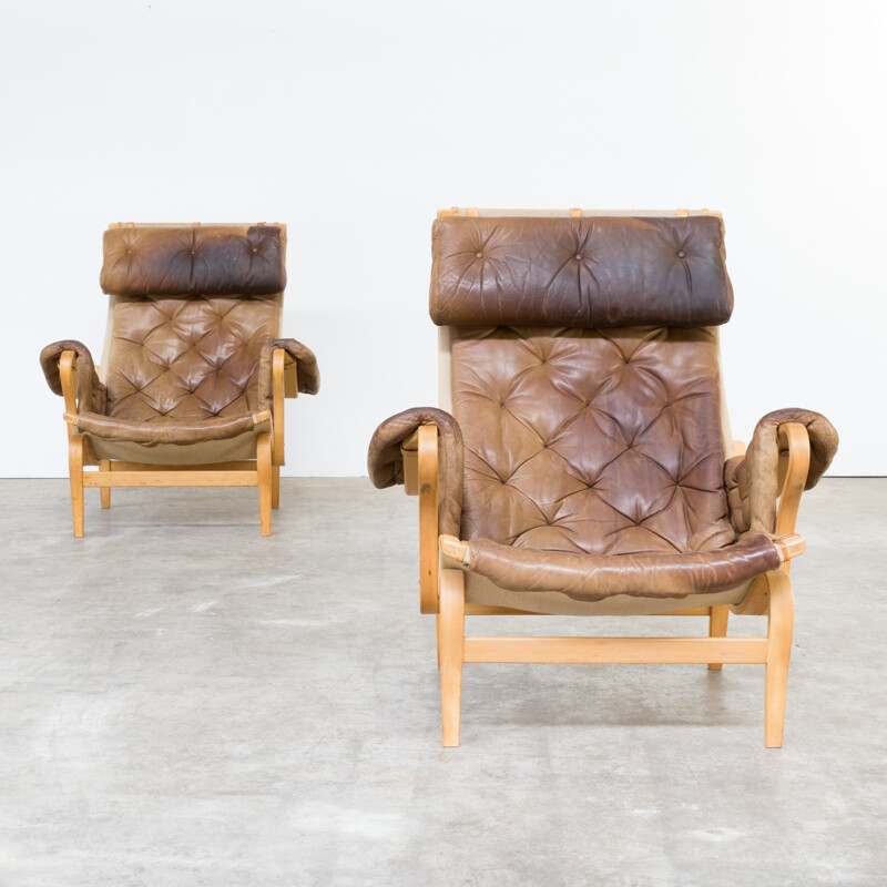 1 set of 2 Pernilla easy chairs by Bruno Mathsson for Dux - 1970s 