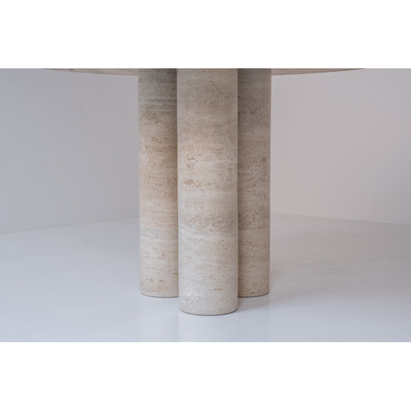 Vintage Il Colonnato travertine round dining table by Mario Bellini for Cassina, Italy 1970s