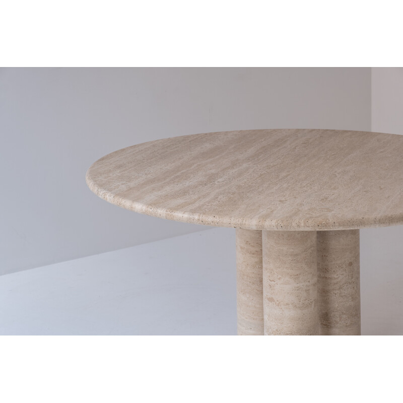 Vintage Il Colonnato travertine round dining table by Mario Bellini for Cassina, Italy 1970s