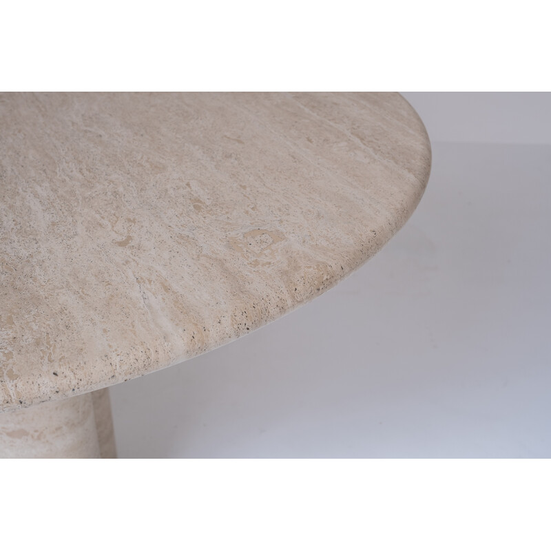Vintage Il Colonnato travertine round dining table by Mario Bellini for Cassina, Italy 1970s