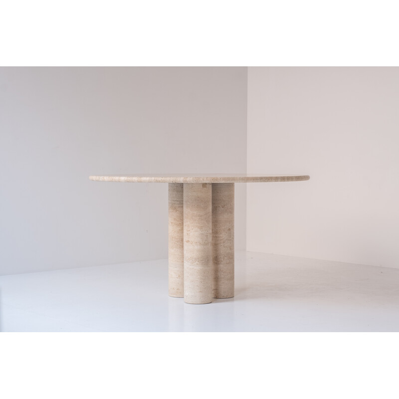 Table ronde vintage Il Colonnato en travertin par Mario Bellini pour Cassina, Italie 1970