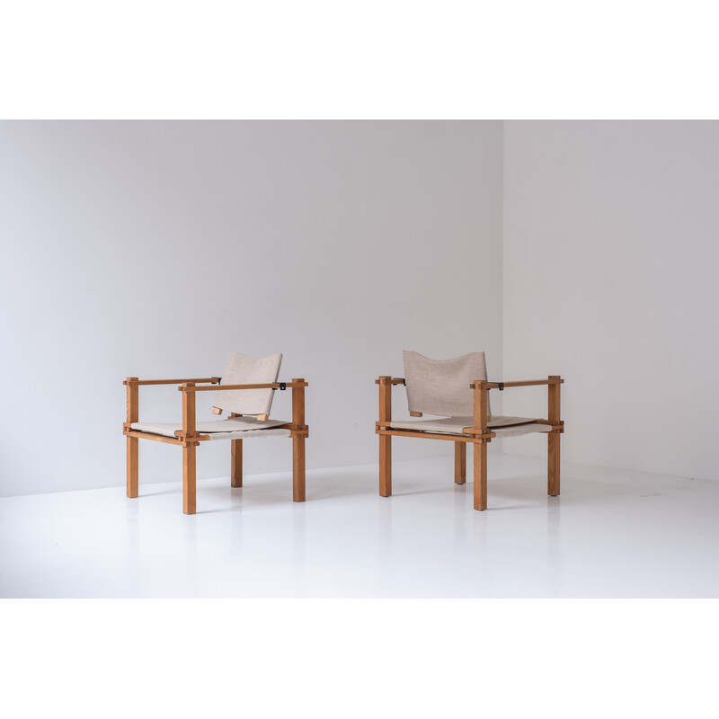 Pair of vintage Safari armchairs by Gerd Lange for Bofinger, Germany 1960s