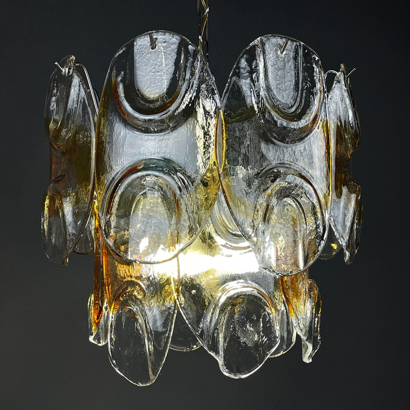 Lámpara vintage de cristal de Murano de Mazzega, Italia años 60
