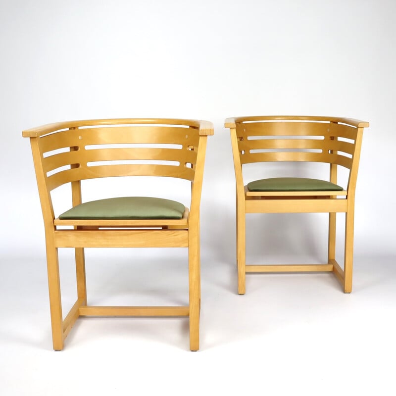 Pair of vintage wooden armchairs by Lasse Pettersson for Swedese, Sweden 1980